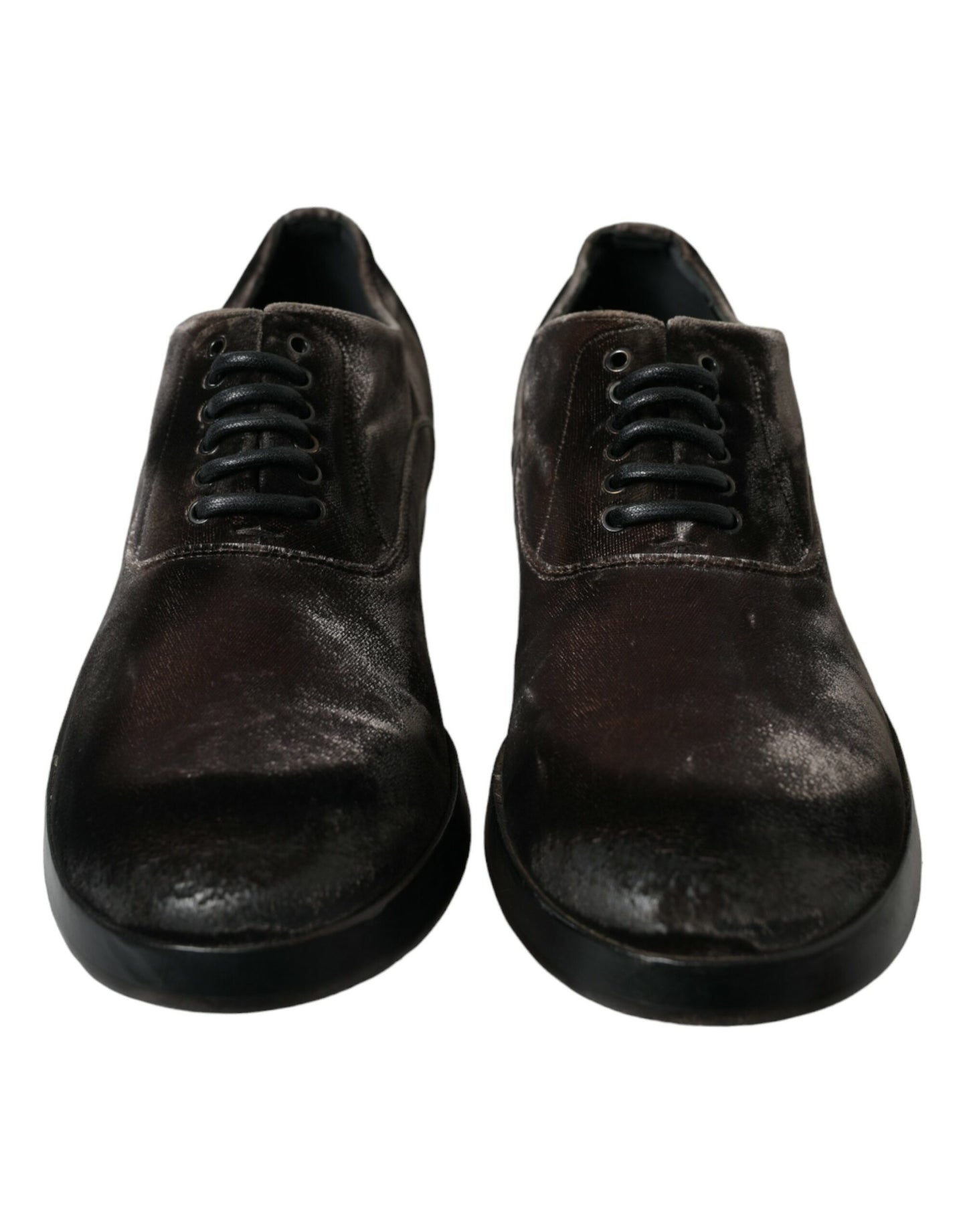 Elegant Brown Velvet Oxford Lace-up Shoes