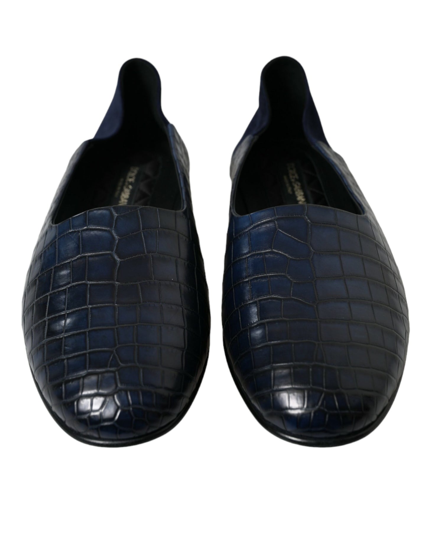 Elegant Blue Crocodile Leather Loafers