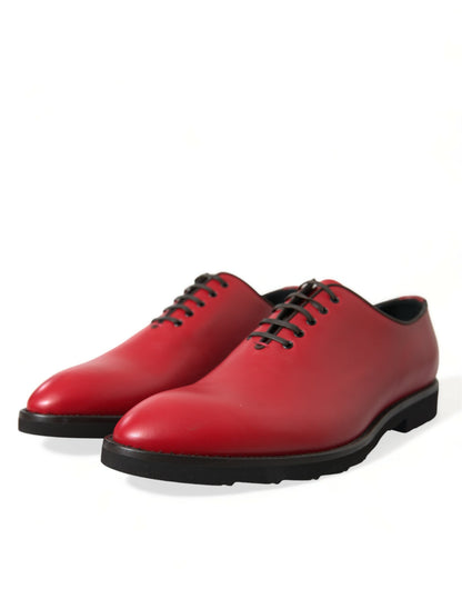 Elegant Red Leather Oxford Dress Shoes