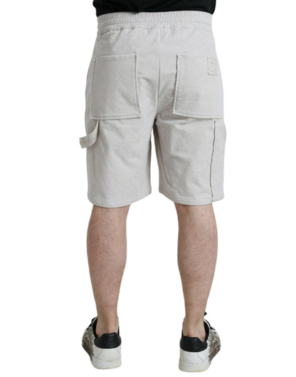 Beige Cotton Corduroy Men's Bermuda Shorts