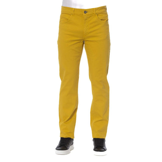 Yellow Cotton Men Pants