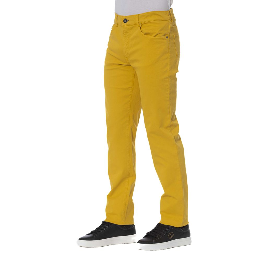 Yellow Cotton Men Pants