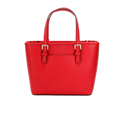 Jet Set Bright Red Leather XS Carryall Top Zip Tote Bag Purse