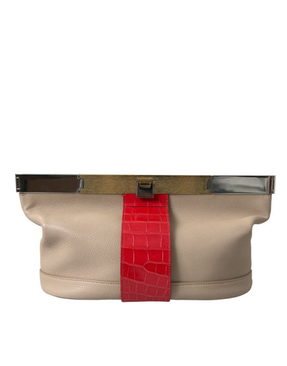 Two Tone Exotic Leather Clutch