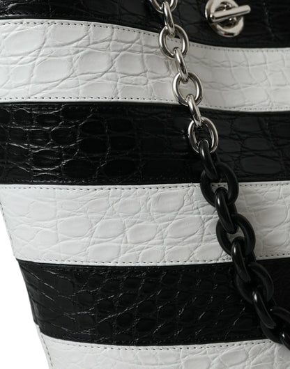 Chic Crocodile Leather Maxi Bucket Bag