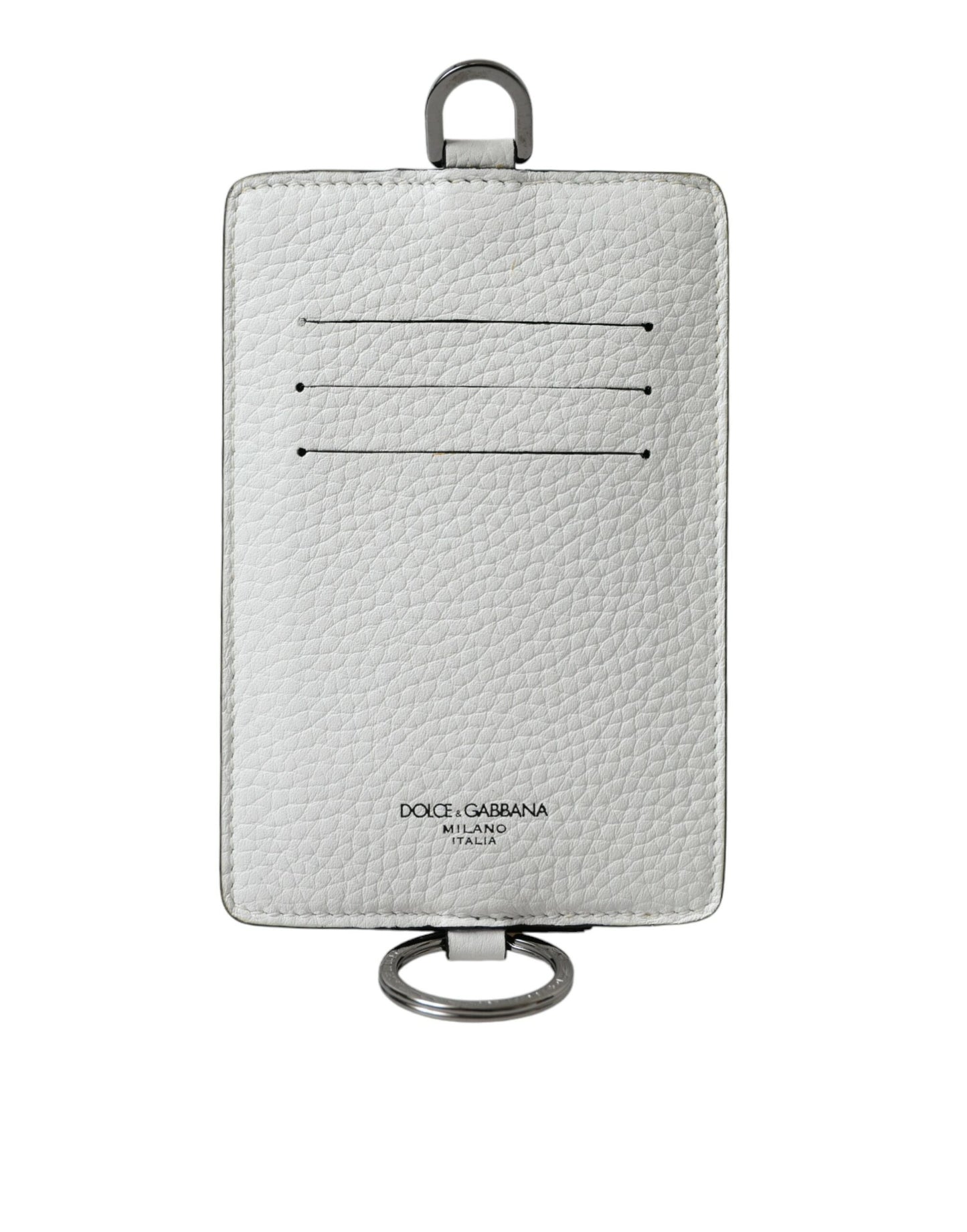 White Calf Leather Lanyard Logo Card Holder Wallet