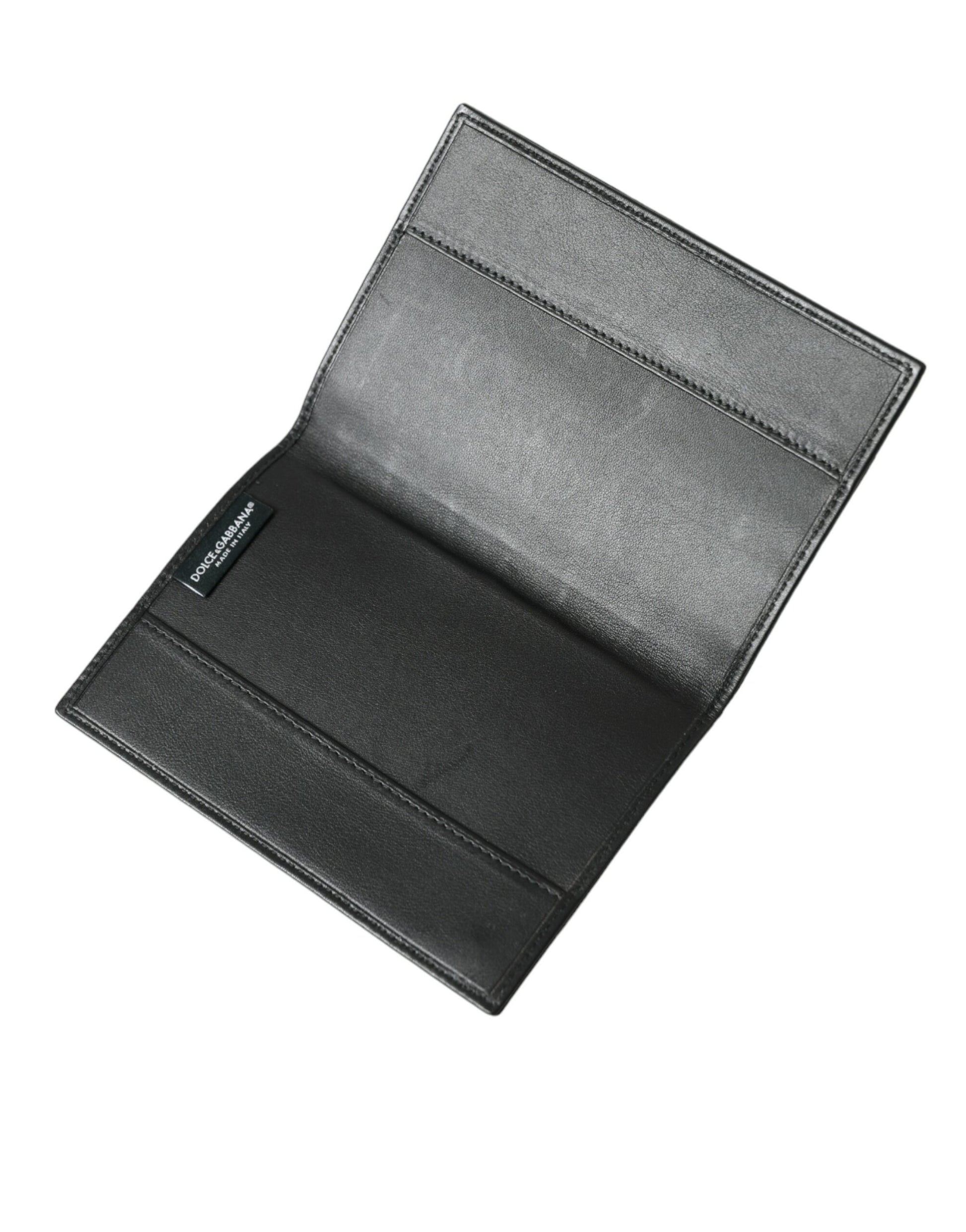 Black Exotic Skin Leather Long Bifold Passport Holder