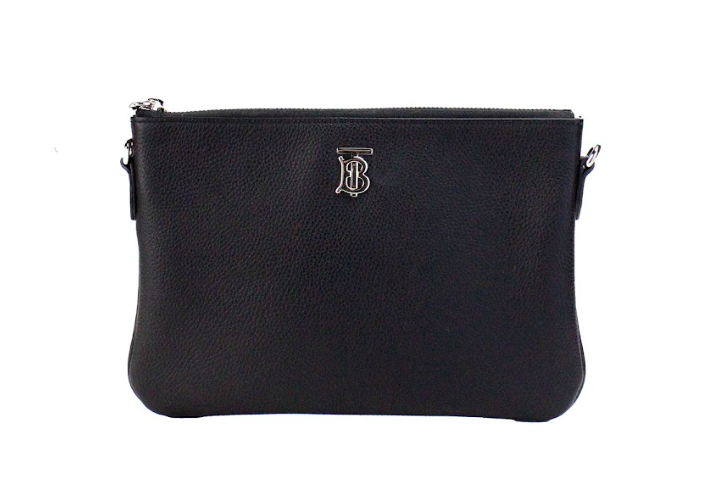 Peyton Monogram Black Leather Pouch Crossbody Bag Purse