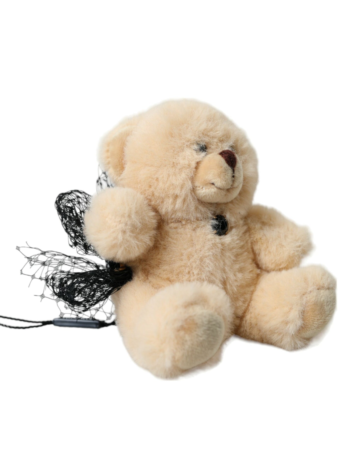 Beige Teddy Bear Mesh Net Band Hair Clip