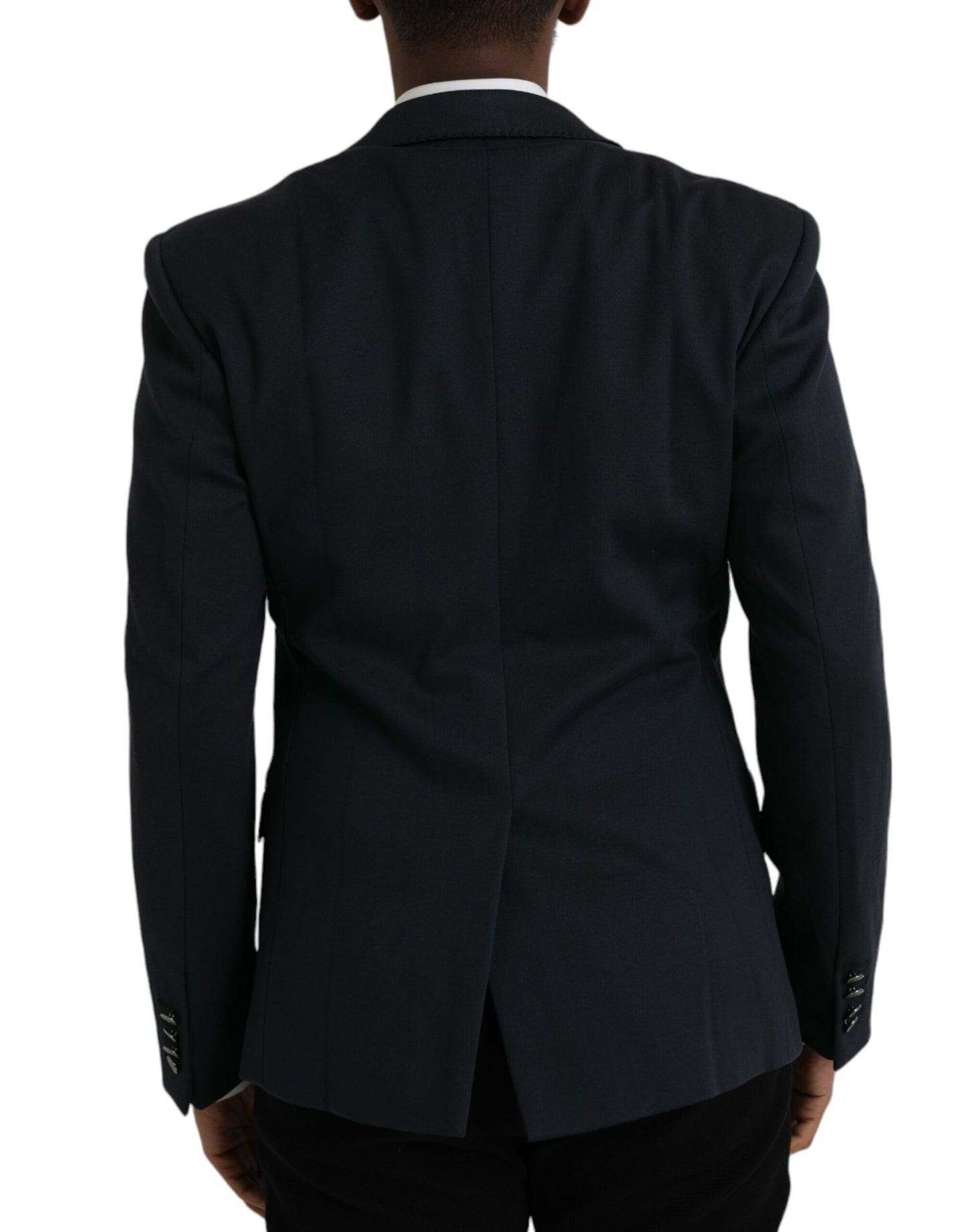 Dark Blue Cotton Single Breasted Coat Blazer