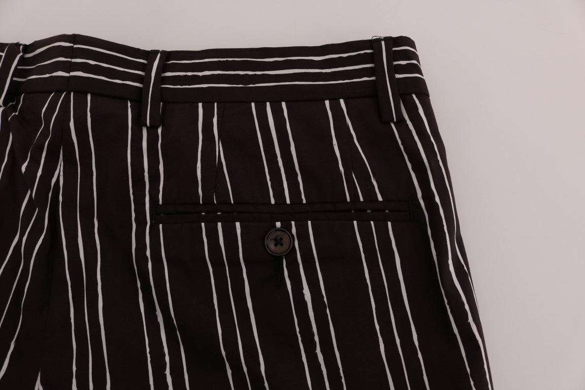 Bordeaux Striped Cotton Knee High Shorts