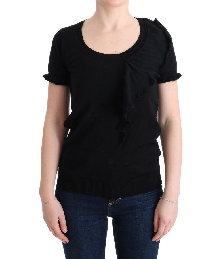 Elegant Black Lana Wool Top