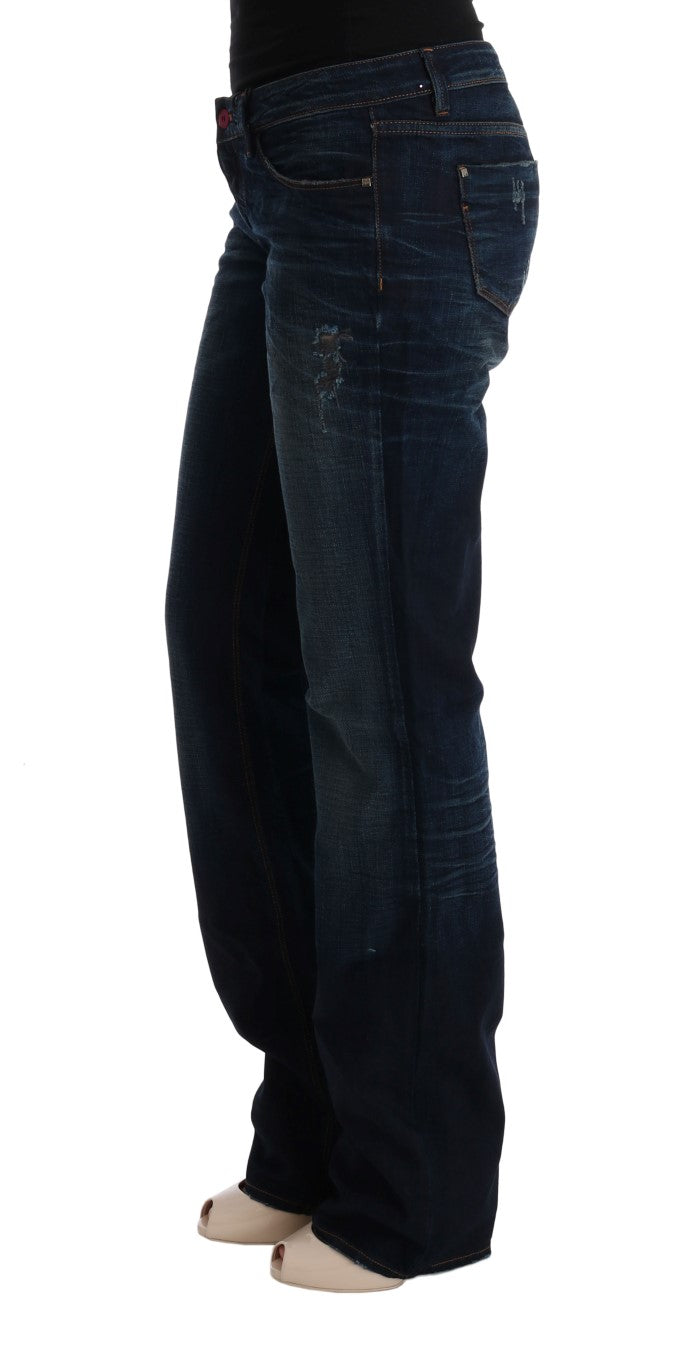 Elegant Blue Regular Fit Cotton Jeans