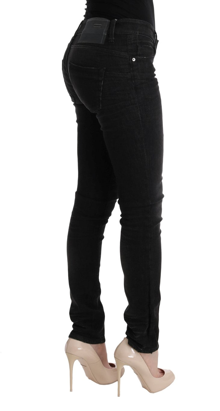 Chic Slim Fit Black Cotton Jeans