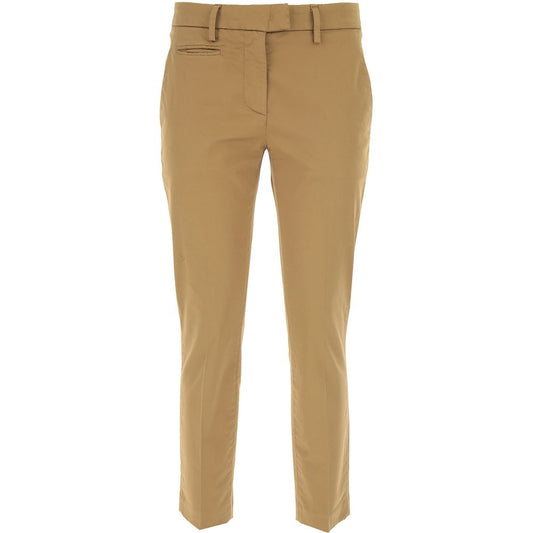 Brown Cotton Women Trouser