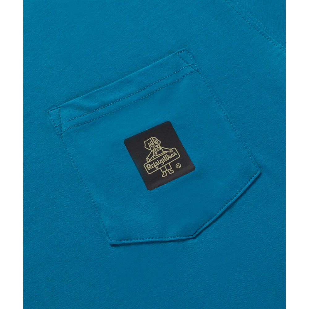 Chic Light Blue Cotton Tee with Chest Logo