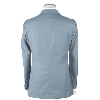 Light Blue Wool Men Blazer