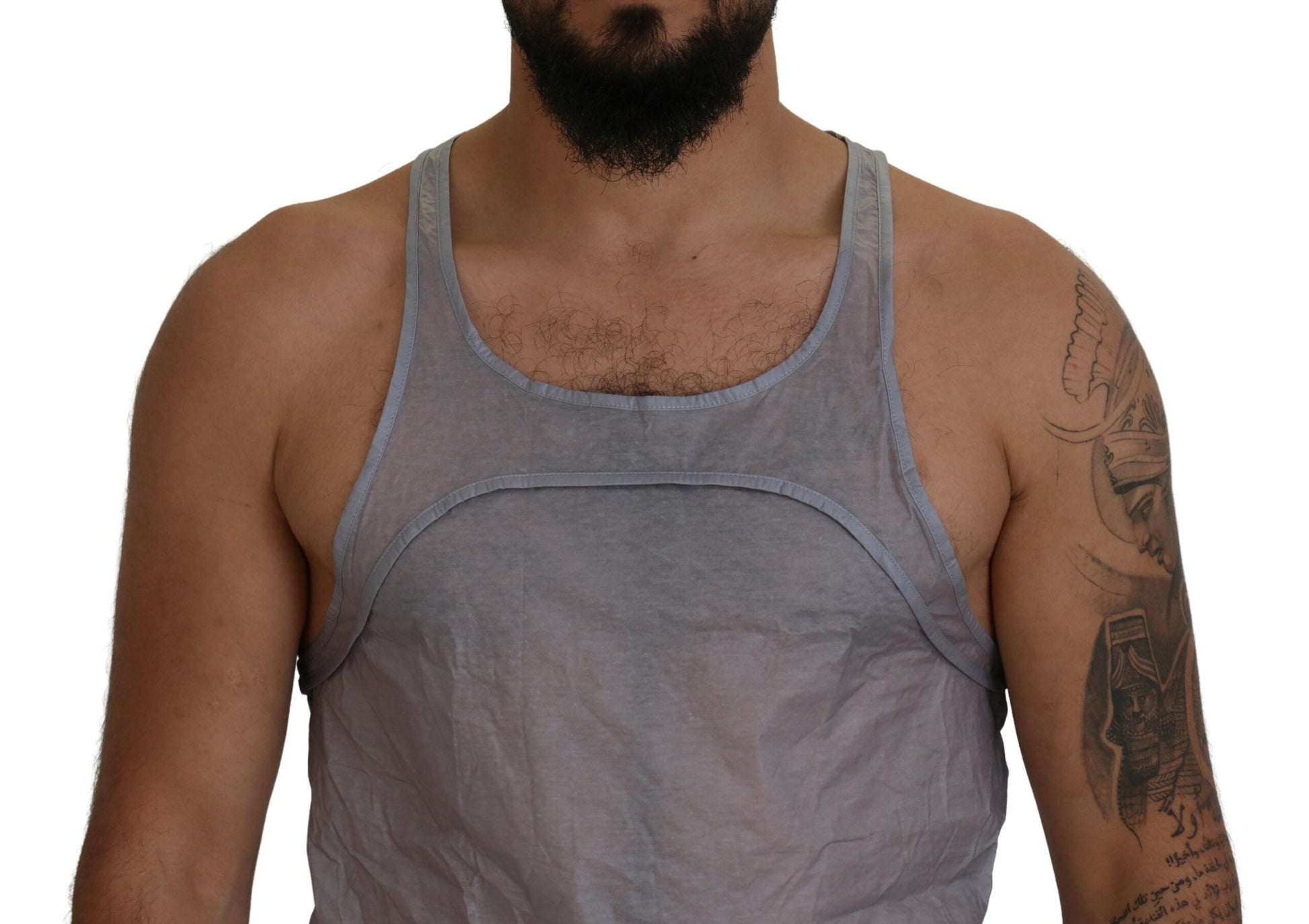 Light Gray Cotton Sleeveless Tank Men Top T-shirt