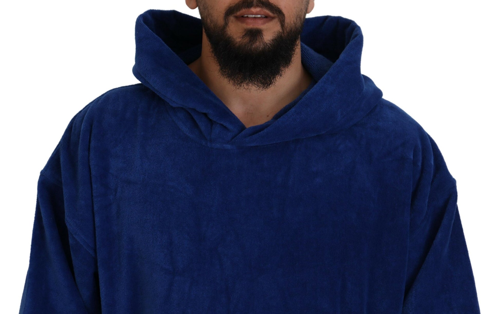 Blue Poncho Men Hooded Beachwear Changing Robe