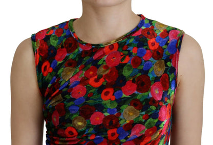 Multicolor Floral Bodycon Ruched Maxi Dress