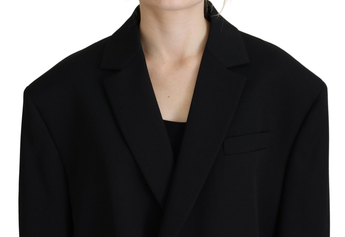 Black Double Breasted Coat Blazer Jacket