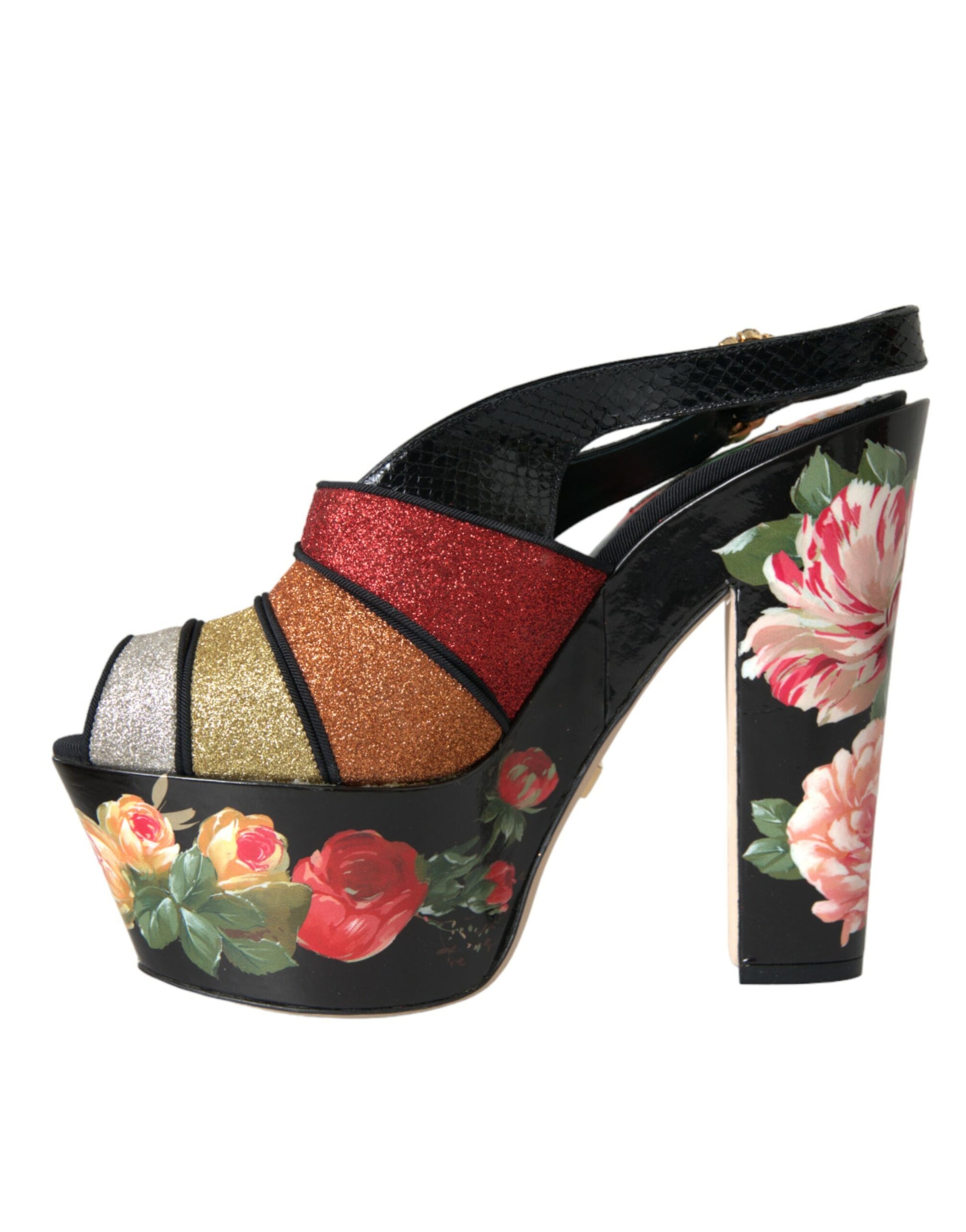 Multicolor Floral Crystal Platform Sandals Shoes