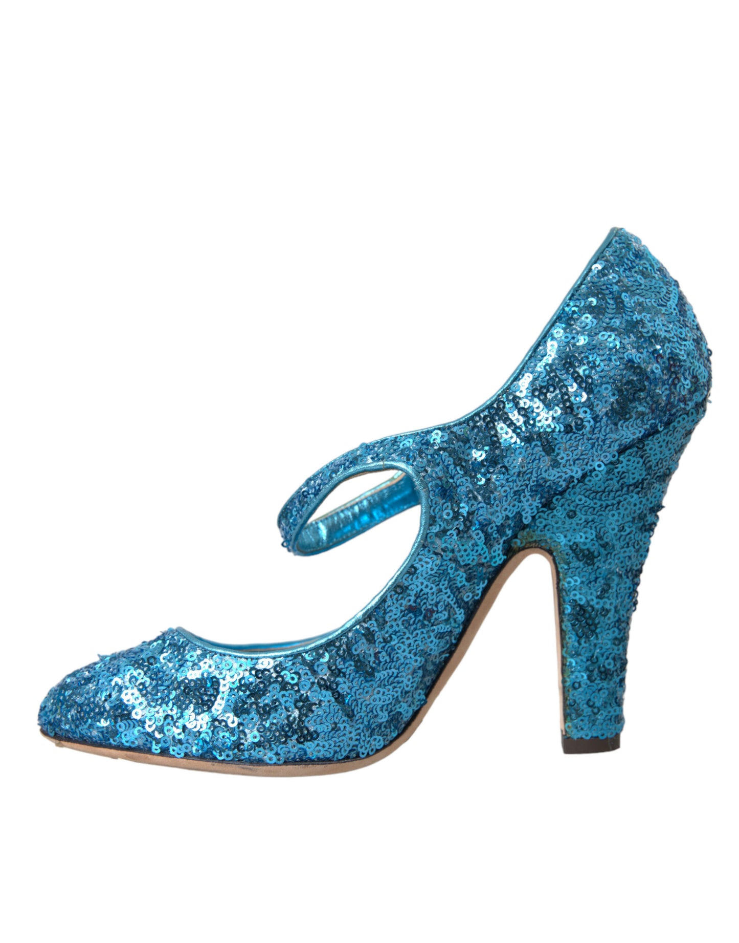 Blue Sequin Mary Jane Pumps High Heels Shoes