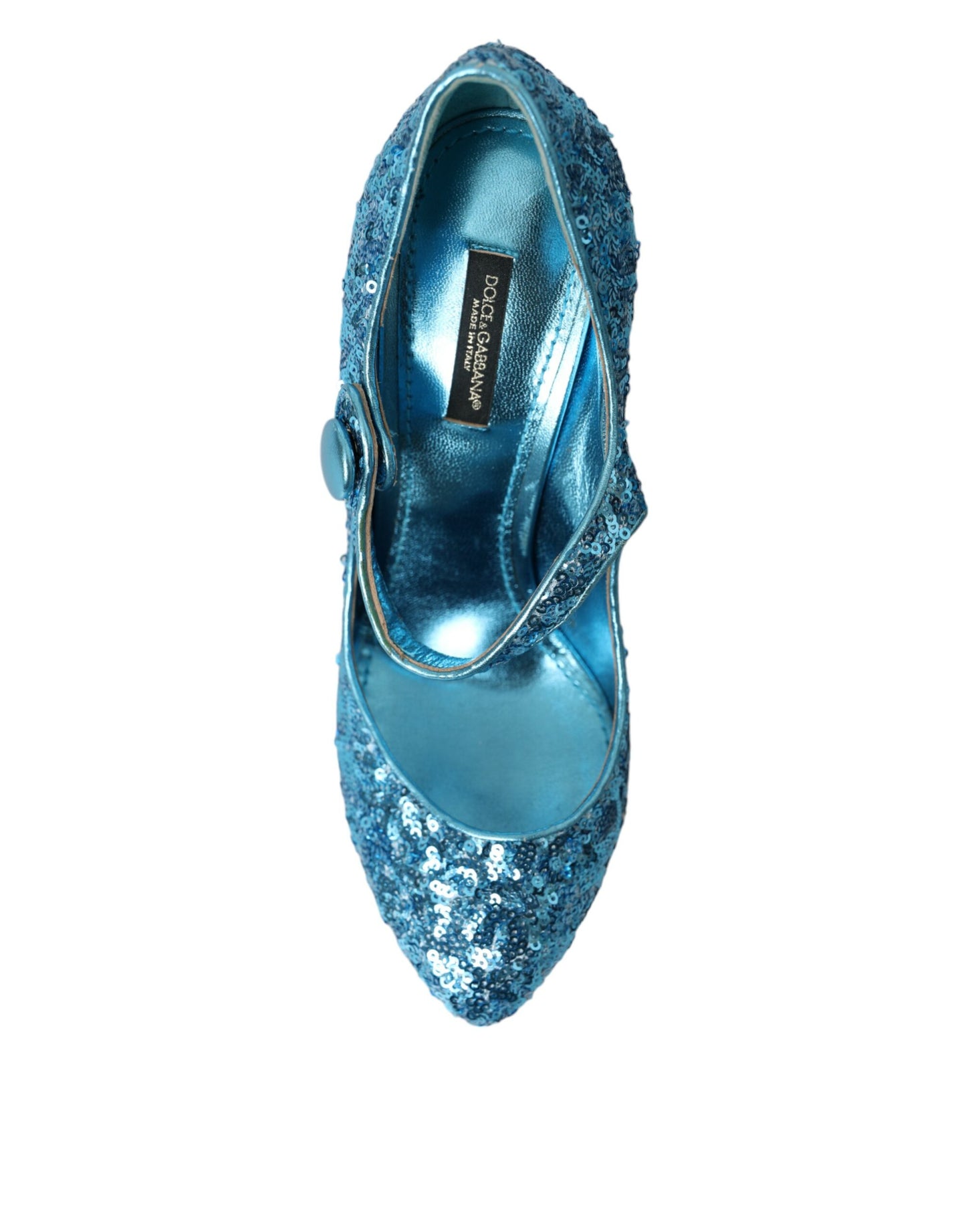 Blue Sequin Mary Jane Pumps High Heels Shoes