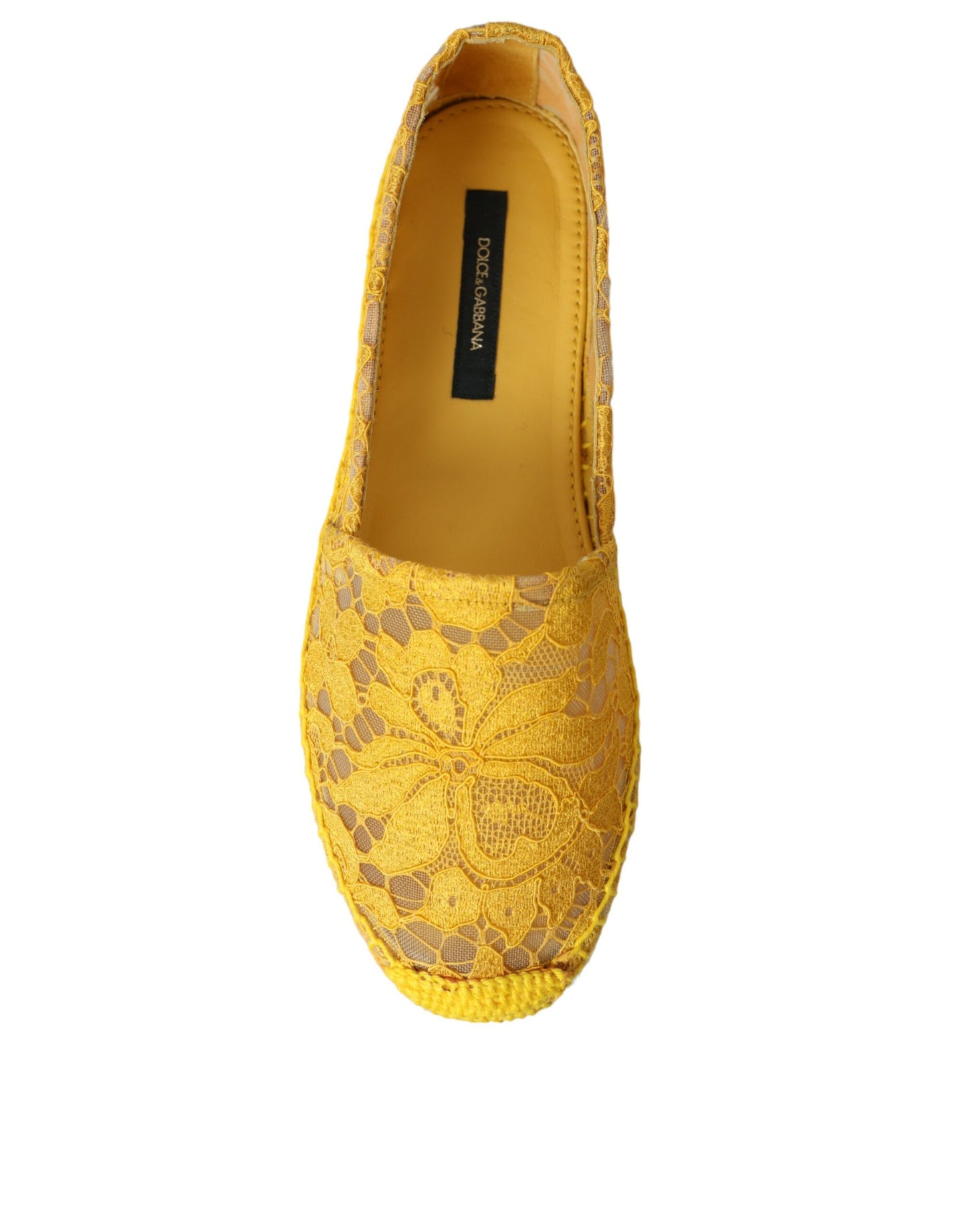 Yellow Taormina Lace Espadrille Loafers Flats Shoes