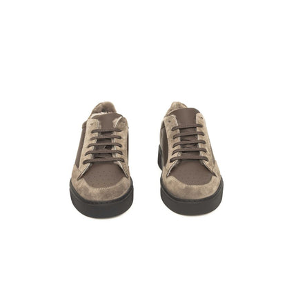 Beige Leather Men Sneaker