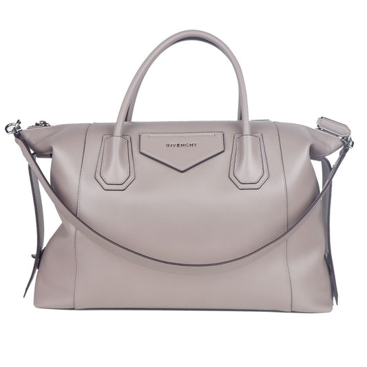 Gray Leather Crossbody Bag