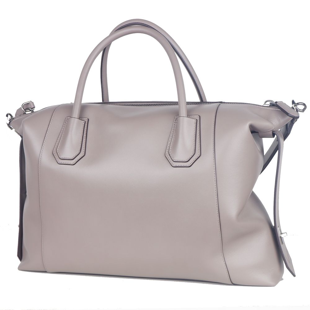 Gray Leather Crossbody Bag