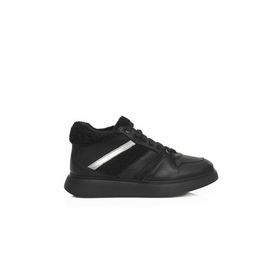 Black Leather Women Sneaker