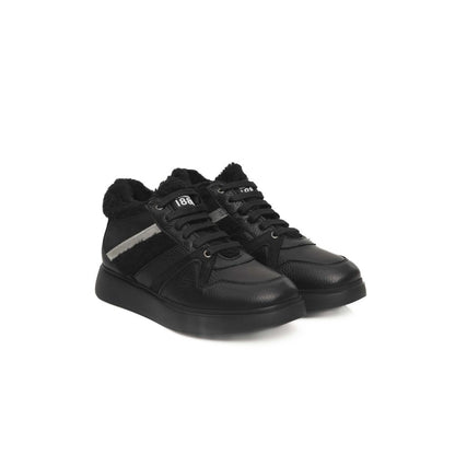 Black Leather Women Sneaker