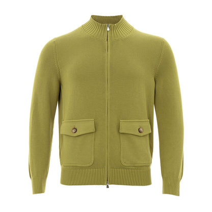 Elegant Green Cotton Cardigan for Men