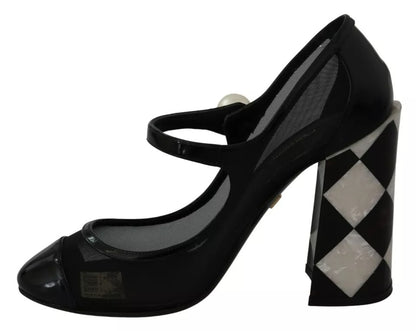 Black Embellished Harlequin Mary Janes Pumps Shoes