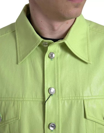 Green Cotton Collared Casual Button Down Shirt