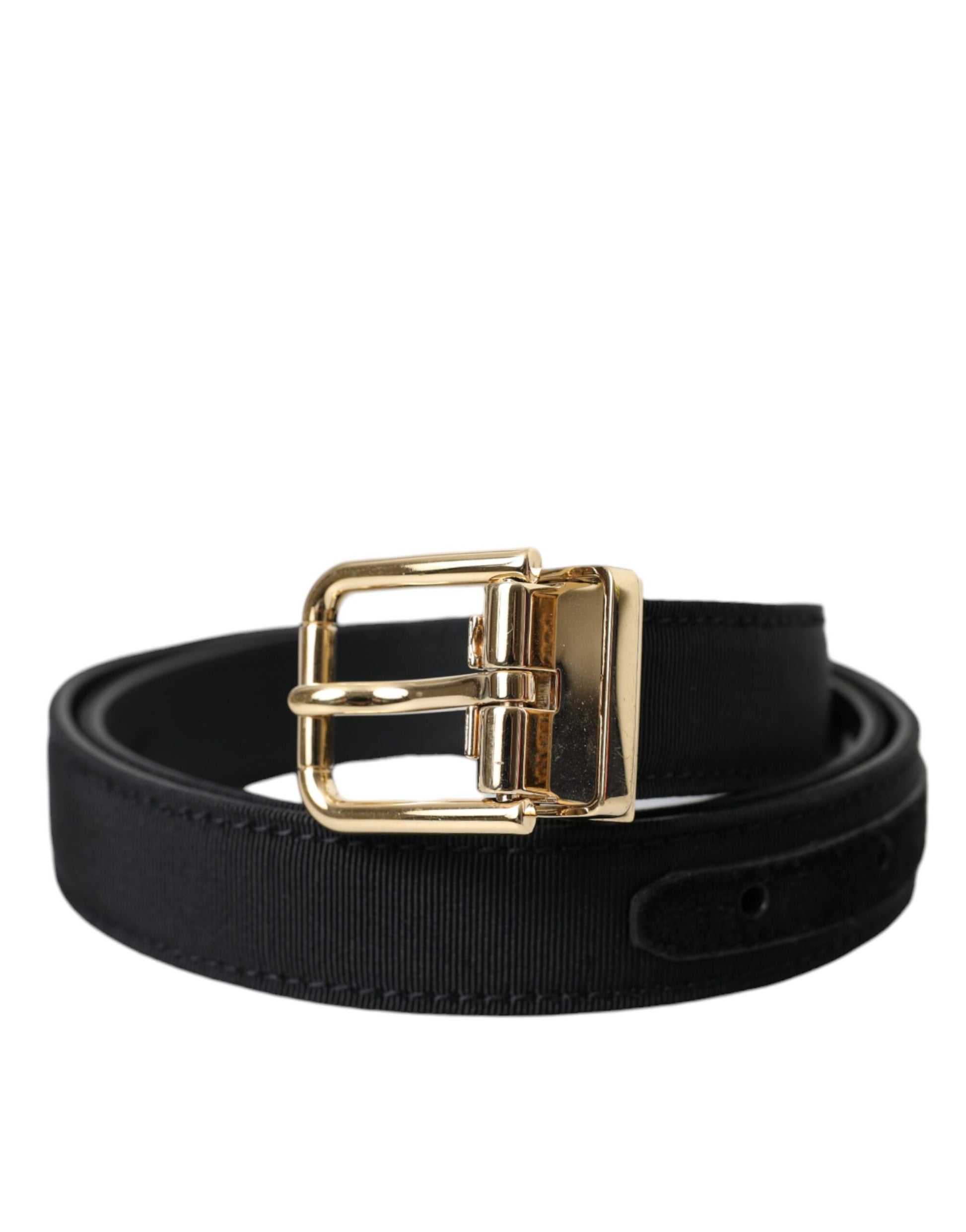 Black Gros Grain Gold Metal Buckle Belt Men