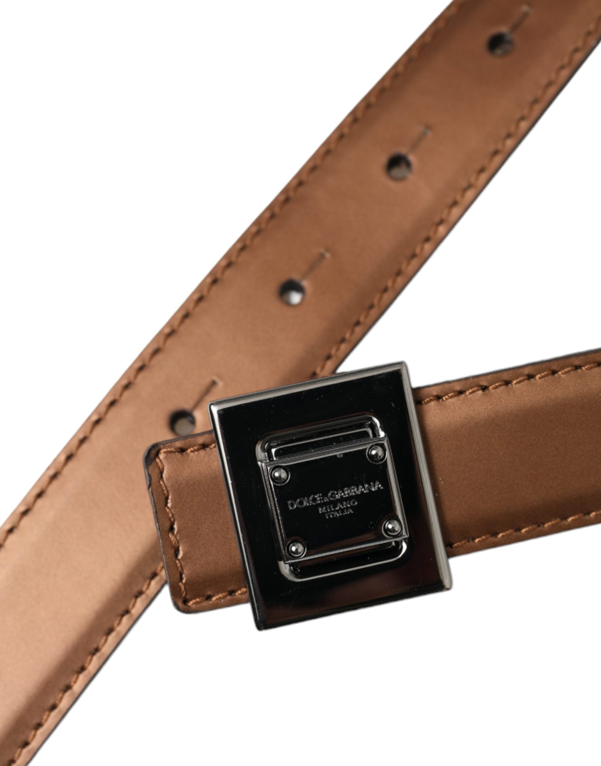 Bronze Leather Square Metal Buckle Belt