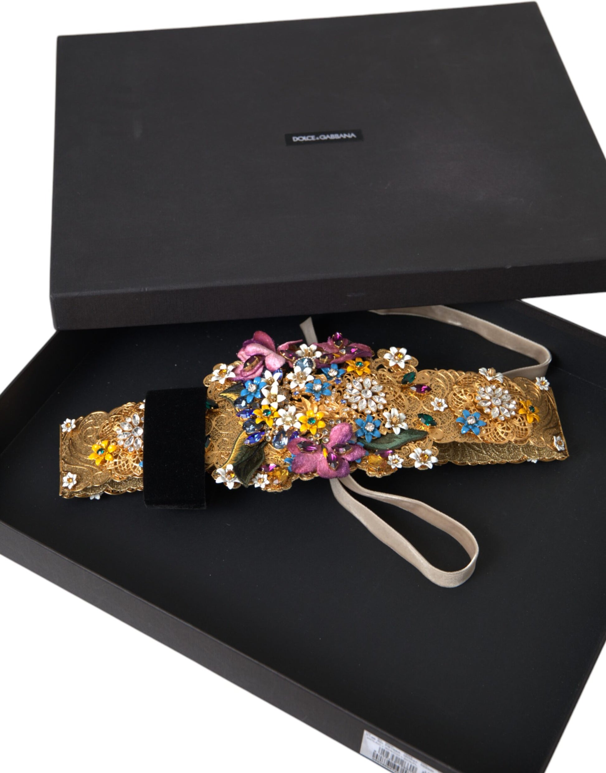 Multicolor Embellished Floral Crystal Wide Waist Belt