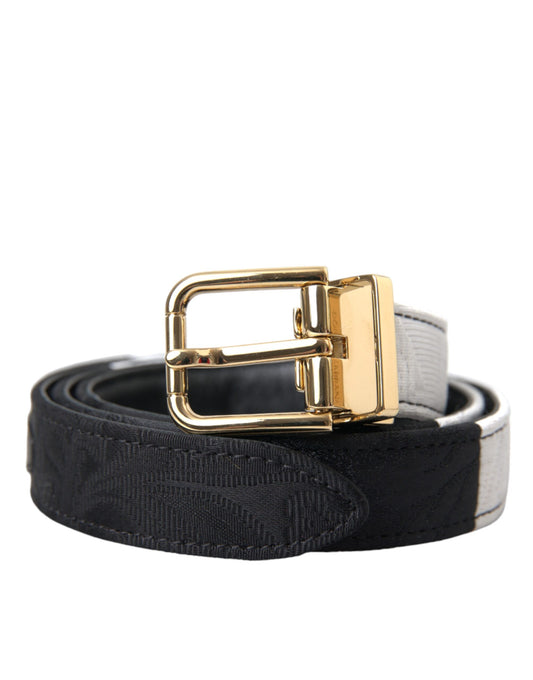 Black White Patchwork Gold Metal Buckle Belt