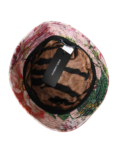 Multicolor Floral Jacquard Bucket Hat Men