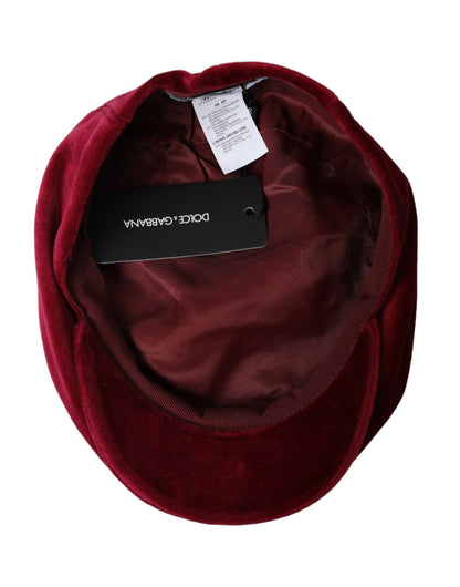 Maroon Velvet Cotton Newsboy Hat Men