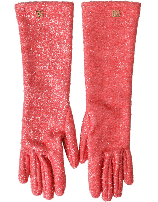 Pink Lurex Fantasia Mid Arm Length Gloves