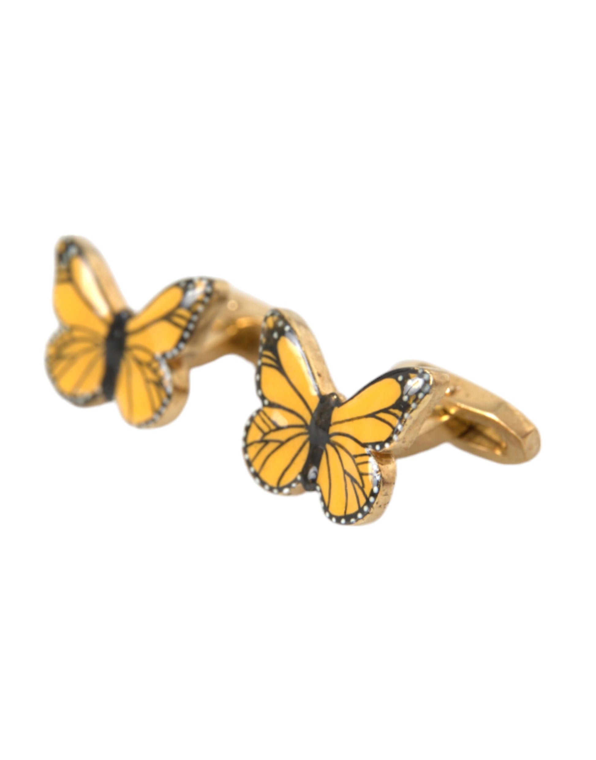 Gold Tone Brass Butterfly Enamel Men Cufflink