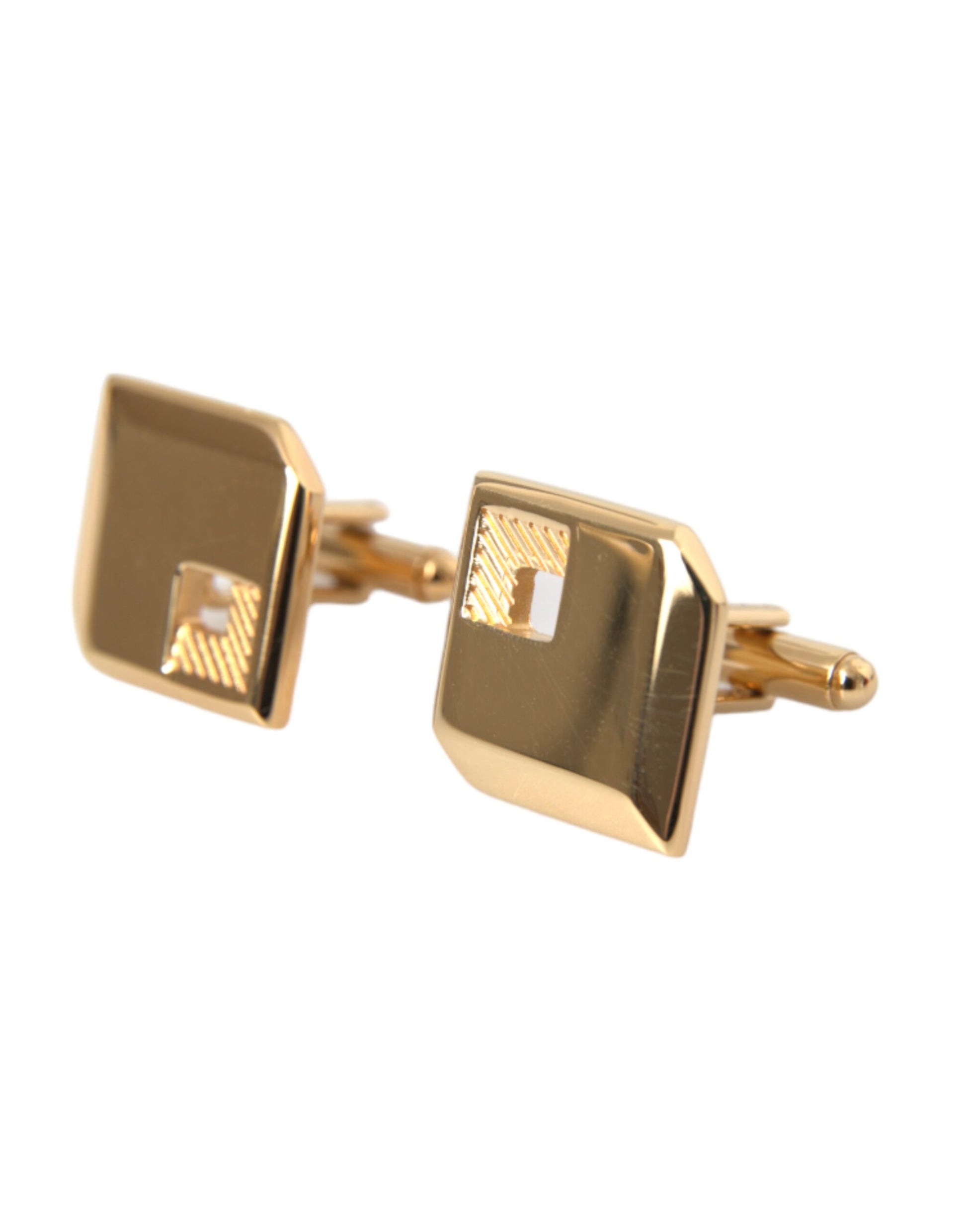 Gold Plated Metal Brass Square Pin Cufflinks