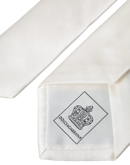 White Solid 100% Silk Adjustable Tie