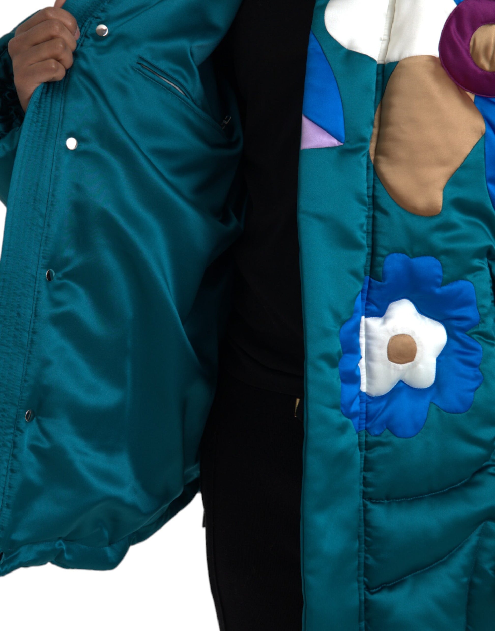 Multicolor Floral Windbreaker Puffer Jacket