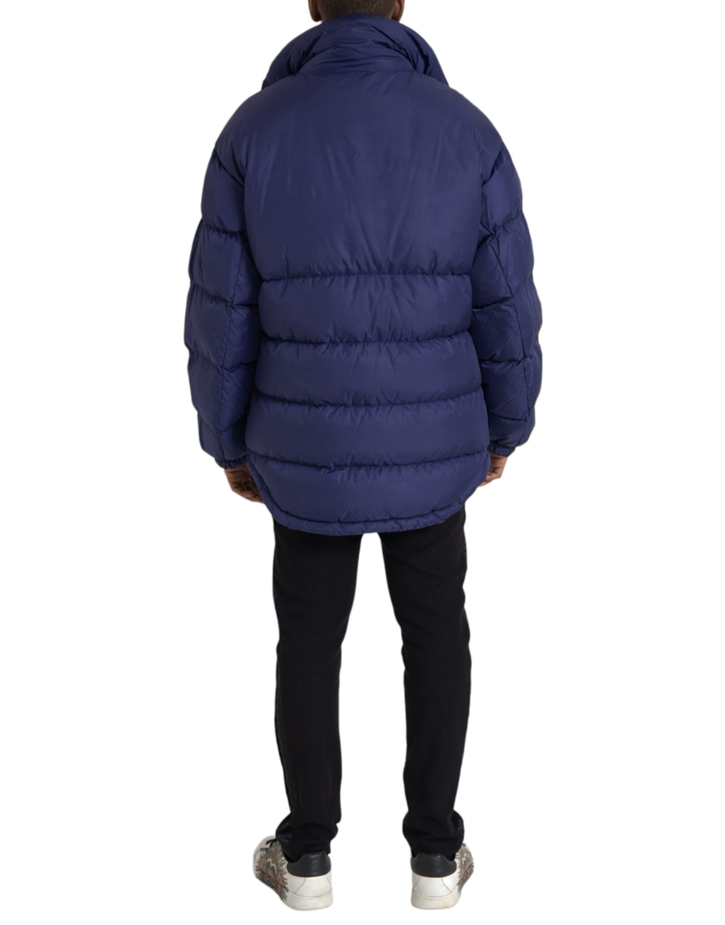 Navy Blue Quilted Windbreaker Puffer Jacket