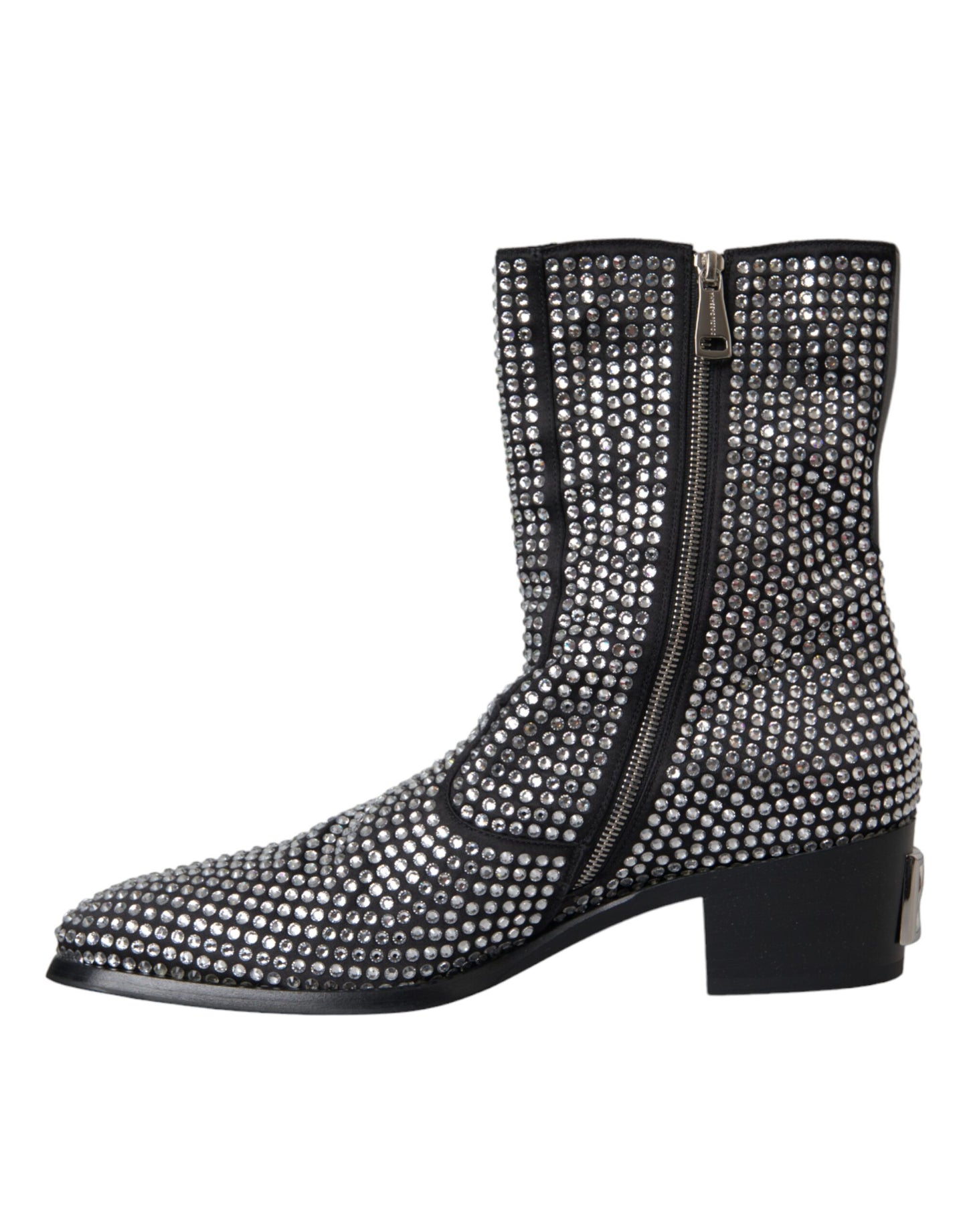 Black Rhinestone Crystal Chelsea Boots Shoes